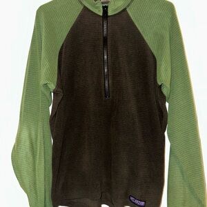 Melanzana green and brown quarter zip